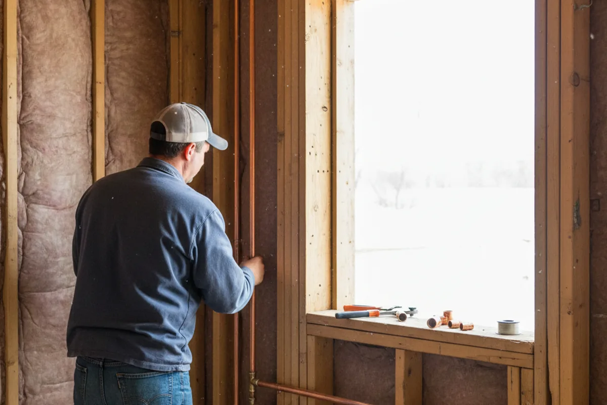 Licensed plumber running new copper supply lines in a Skiatook home