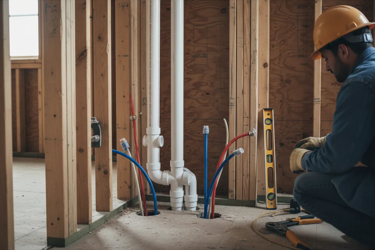 Drain and supply rough-in during Leak Detection in Skiatook